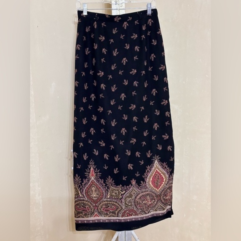 Studio Jax Black and Red Paisley Pencil Skirt Sz 10